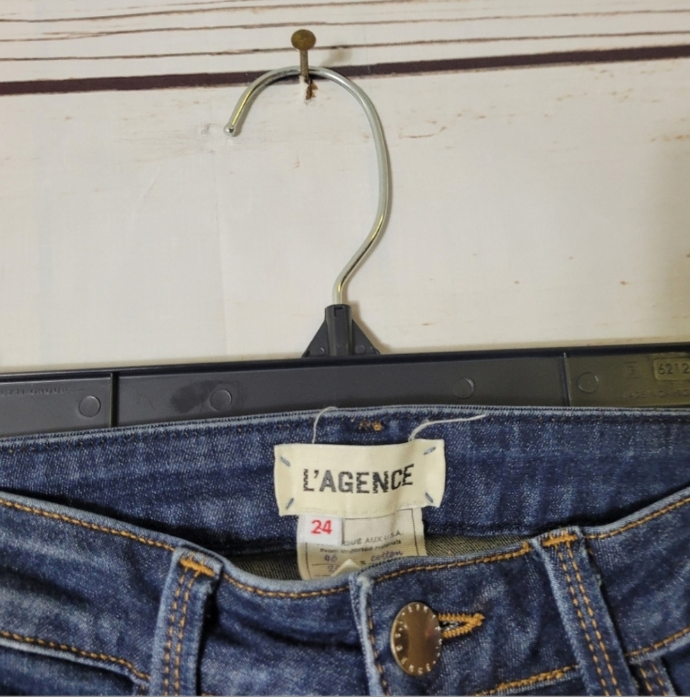 L'AGENCE Margot High Rise Skinny Jeans Dark Wash Size 24 - Picture 5 of 5